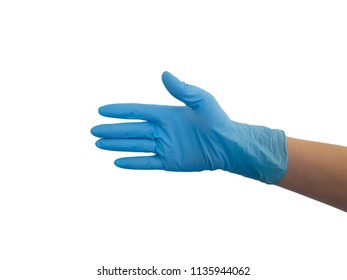 hand of the doctor in the glove is isolated - Shutterstock ID 1135944062