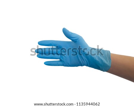 hand of the doctor in the glove is isolated