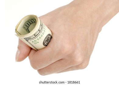 Hand with dollars