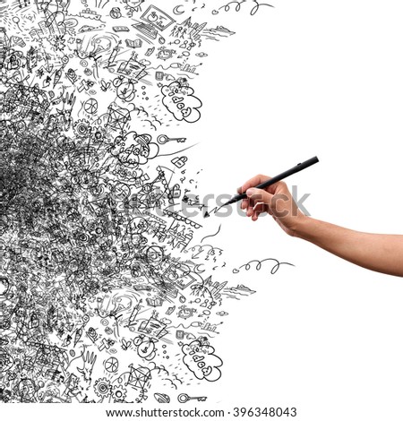  hand and doodle                             