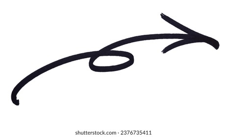 Hand draw arrow line marking with black marker isolated on white background. This has clipping path.