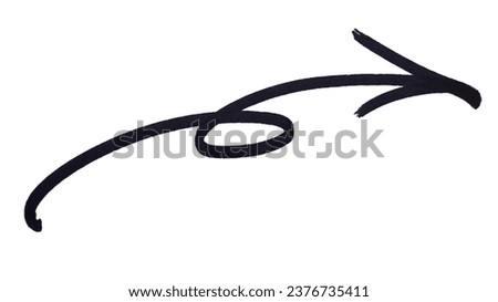 Hand draw arrow line marking with black marker isolated on white background. This has clipping path.