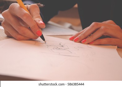 hand draw pencil - Shutterstock ID 586385444