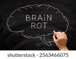 Hand drawing brain rot or brainrot concept about the excessive use of digital media which may have negative effect on cognitive health.