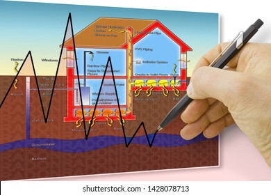 Hand Drawing A Chart About Radon Issue - Concept Image