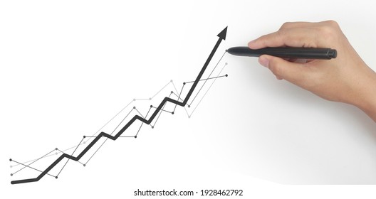 Hand drawing a chart, graph stock of growth