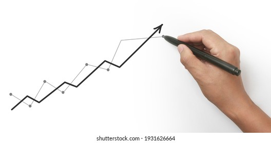 Hand drawing a chart, graph stock of growth