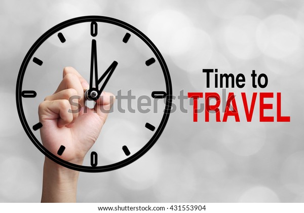 Hand Drawing Clock Text Time Travel Stock Photo Edit Now