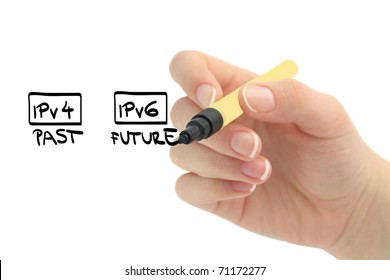 Hand drawing end of internet protocol version 4 - ipv4 and ipv6
