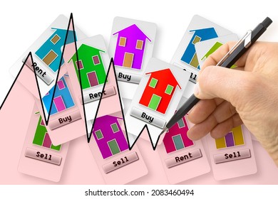 Hand Drawing A Graph About Real Estate Market Trends - Concept Image