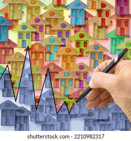 Hand Drawing A Graph About Real Estate Market Trends - Concept Image