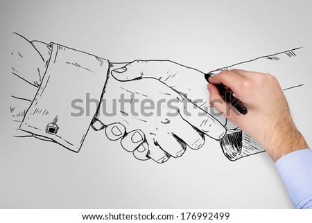 A hand drawing handshake