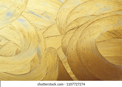 Hand Drawing Paint Gold Brush Stroke 