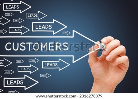 Hand drawing a sales business concept about the Lead Generation and converting them into Customers.
