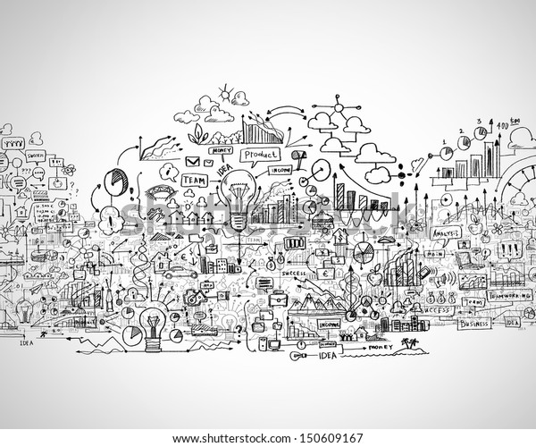 Hand Drawn Business Ideas Sketch Against Stock Photo Edit Now 150609167