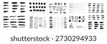 Hand drawn collection of different scribble lines and brush strokes, Marker pen underline and strikethrough strokes