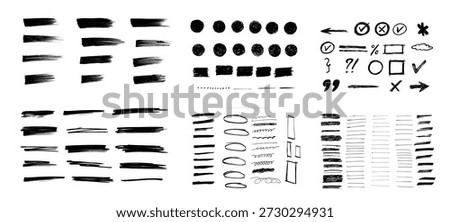 Hand drawn collection of different scribble lines and brush strokes, Marker pen underline and strikethrough strokes