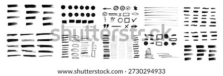 Hand drawn collection of different scribble lines and brush strokes, Marker pen underline and strikethrough strokes