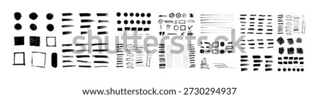 Hand drawn collection of different scribble lines and brush strokes, Marker pen underline and strikethrough strokes