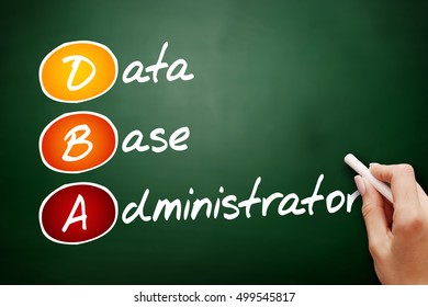 Hand drawn DBA - Database Administrator, acronym business concept on blackboard