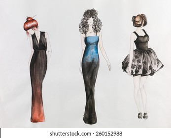 Fashion Designer Dress Drawing With Pencil Artist with pencil drawing 