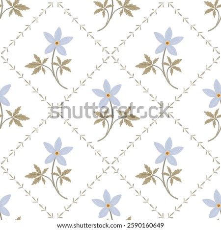 Hand drawn flowers, seamless patterns with floral for fabric, textiles, clothing, wrapping paper, cover, baby decor.