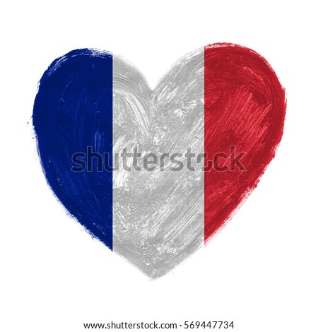 Hand drawn heart with flag of France.