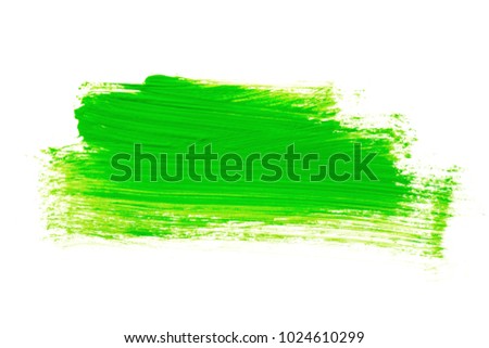 Hand drawn light green abstract acrylic background on white