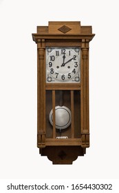 Hand Drawn Longcase Clock Retro Style, Isolated On White Background.