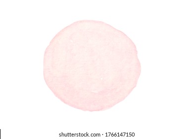 Hand Drawn Pastel Salmon Pink Watercolor Circle Isolated On White Background