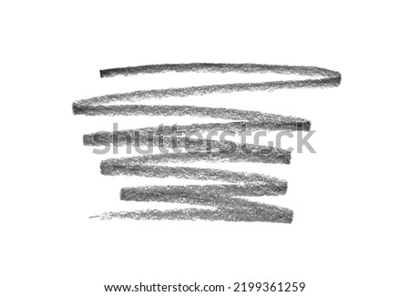 Hand drawn pencil scribble on white background, top view