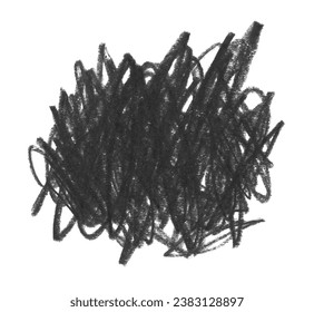 Hand drawn scrawl sketch black line hatching. Pen, pencil, pastel art grunge texture stain isolated on white background.