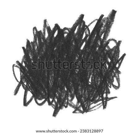 Hand drawn scrawl sketch black line hatching. Pen, pencil, pastel art grunge texture stain isolated on white background.