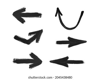 hand drawn watercolor arrow black on a white background - Shutterstock ID 2045438480