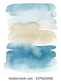 Hand drawn watercolor art. Blue sea and sky. Fullsize raster artwork. - Shutterstock ID 1379623430