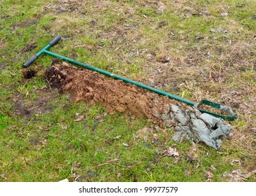 Hand Driven Auger Has Teken A Soil Sample For A Geological Investigation