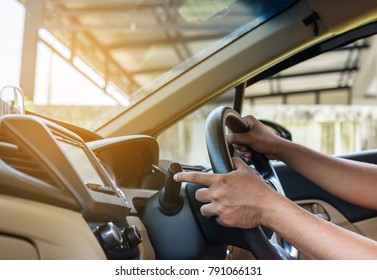 Hand Driver Using Turn Signal Control Light In Car