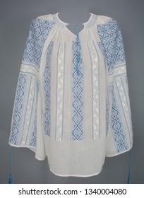 Hand Embroidered Traditional Romanian Peasant Blouse