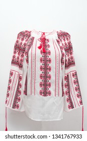 Hand Embroidered Traditional Romanian Peasant Blouse Part Of The Folk Costume