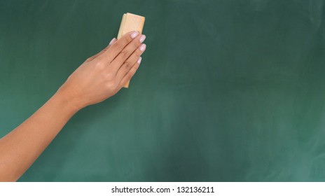 Hand Erasing Chalkboard