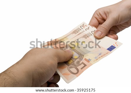 Similar – Woman hands with group of fifty euros banknotes