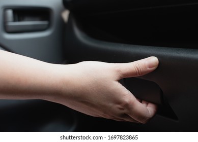 Hand Female Open Glove Compartment Box Inside Car