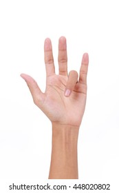 Hand Of Female Trigger Finger On White Background