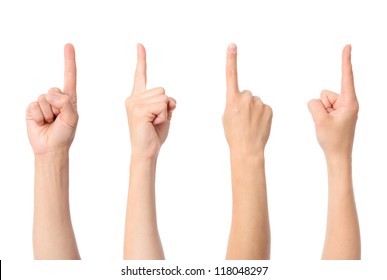 Hand finger pointing isolated on white background - Shutterstock ID 118048297