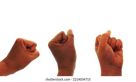 Hand With The Fist Making The Communism Symbol Isolated On White Background