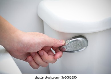 hand flush toilet - Shutterstock ID 363081650