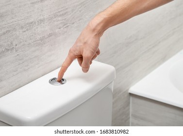 Hand Flushing Toilet Bowl With Button