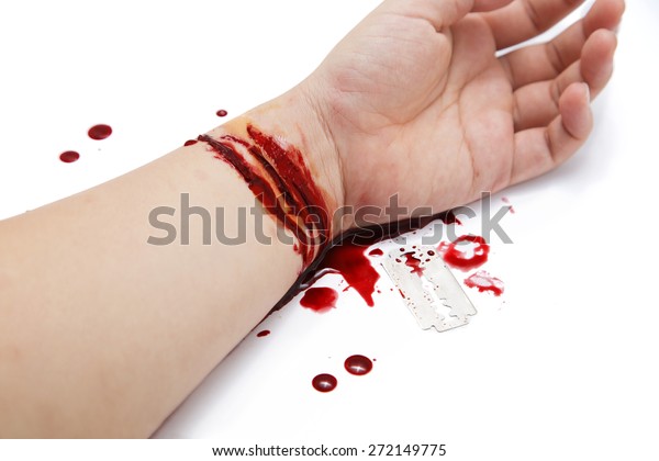 Hand Full Blood Wrist Cut By Stock Photo Edit Now