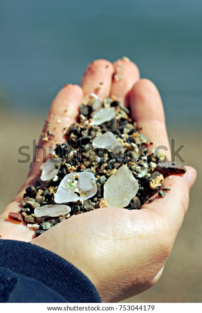 Hand Full Sand Beach Glass Found Stock Photo Edit Now