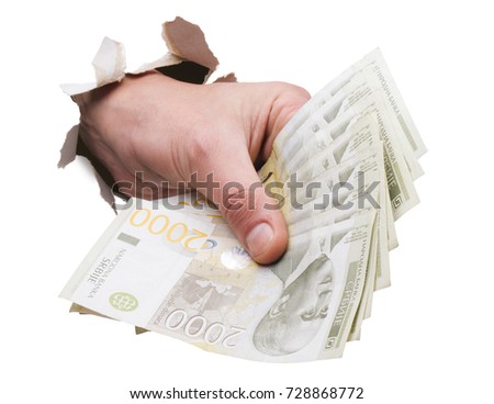 Similar – Woman hands with group of fifty euros banknotes